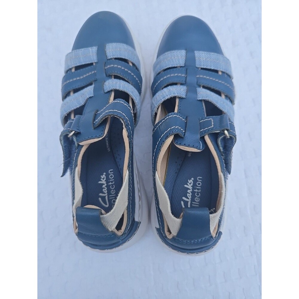 Clarks Teagan Step Leather Walking Sandal Blue Grey Women's Size 8.5M - Picture 4 of 9